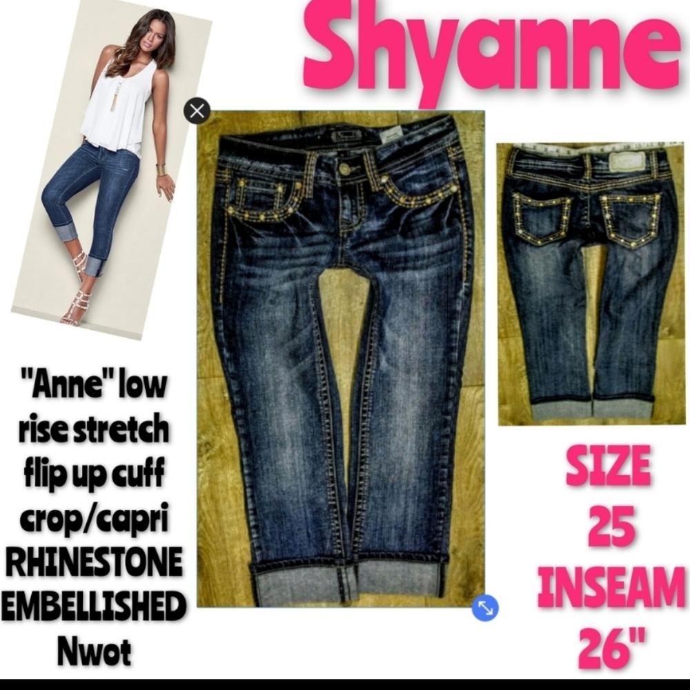 Shyanne Jeans Size 25 Skinny Cuff Crop Embellished